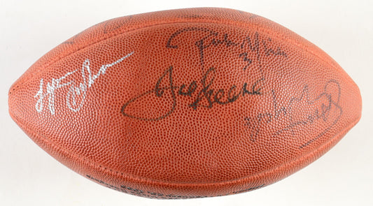 "Pro Football Greats" Super Bowl XXIX Logo Football With Acrylic Display Case Signed By (8) With Lynn Swann, Dan Reeves, Joe Greene, Daryl Johnston (PSA)