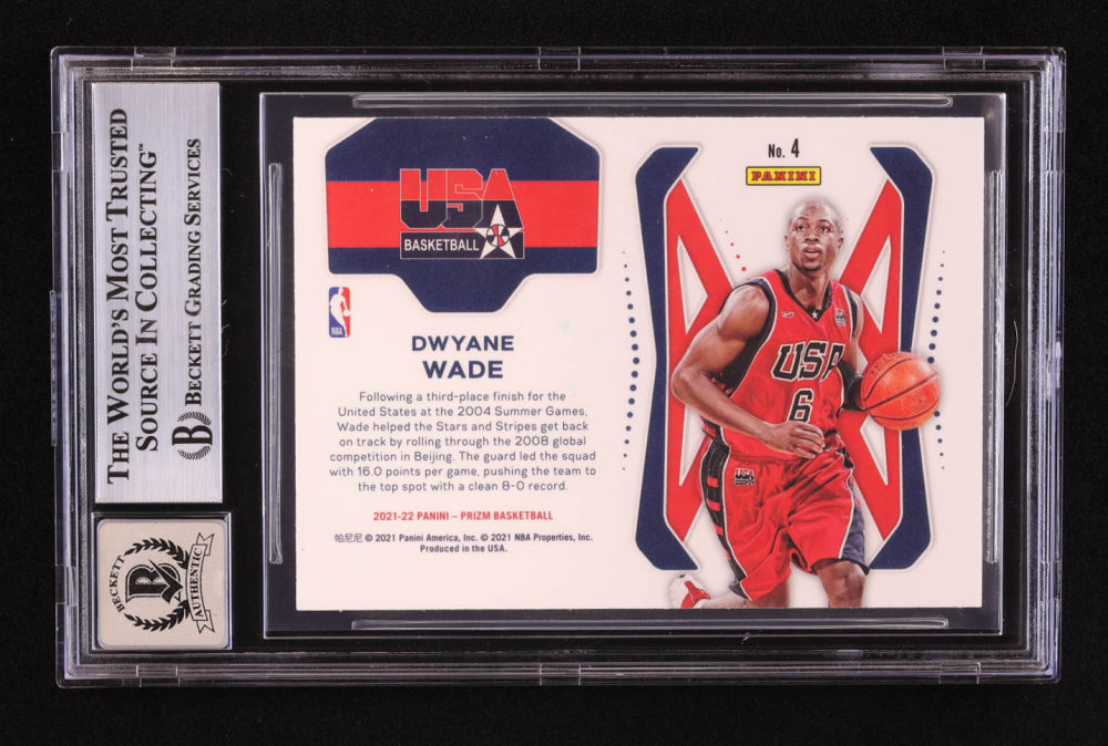 Dwyane Wade Signed 2021-22 Panini Prizm USA Basketball #4 RC (BGS | Autograph Graded BGS 10)