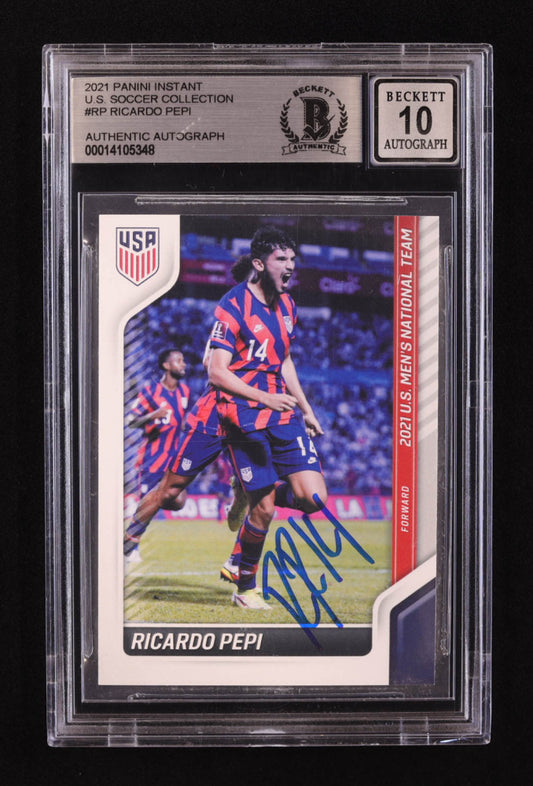 Ricardo Pepi Signed 2021 Panini Instant US Soccer Collection #RP (BGS | Auto 10)