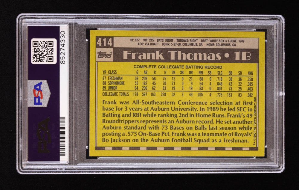 Frank Thomas Signed 1990 Topps #414 RC (PSA | Autograph Graded PSA 10)