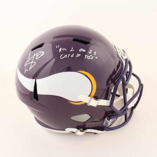 Cris Carter Signed Vikings Full-Size Speed Helmet Inscribed "All I Do Is Catch TD's" (Schwartz)