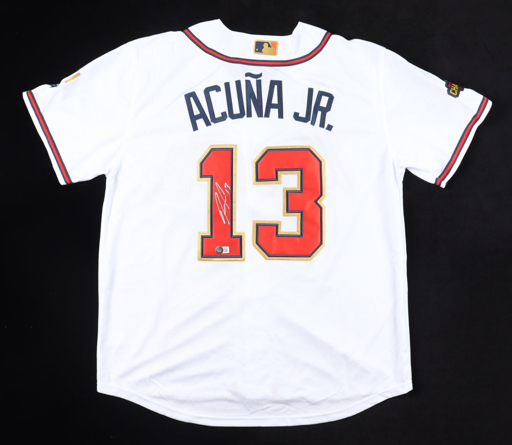 Ronald Acuna Jr. Signed Jersey With 2021 World Series Patch (Beckett)