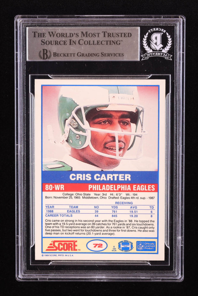 Cris Carter Signed 1989 Score #72 RC (BGS)