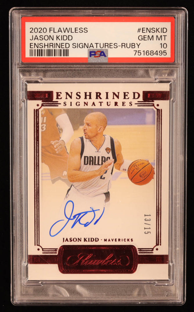 Jason Kidd 2020-21 Panini Flawless Enshrined Signatures Ruby #23 #13/15 (PSA 10)