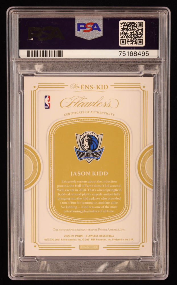 Jason Kidd 2020-21 Panini Flawless Enshrined Signatures Ruby #23 #13/15 (PSA 10)