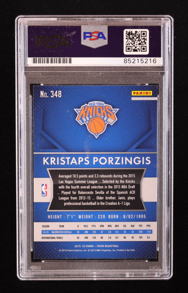 Kristaps Porzingis Signed 2015-16 Panini Prizm #348 RC (PSA | Auto 10)