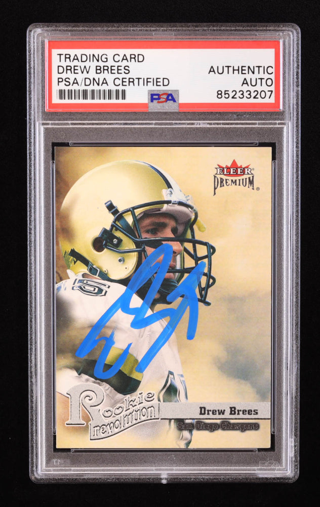 Drew Brees Signed 2001 Fleer Premium Rookie Revolution #3 RC (PSA)