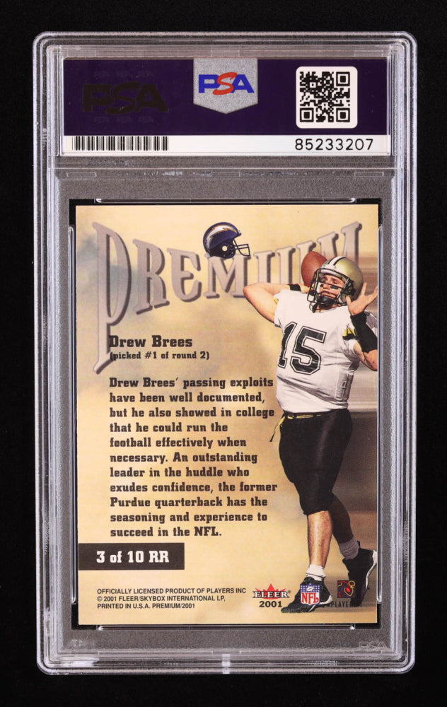 Drew Brees Signed 2001 Fleer Premium Rookie Revolution #3 RC (PSA)