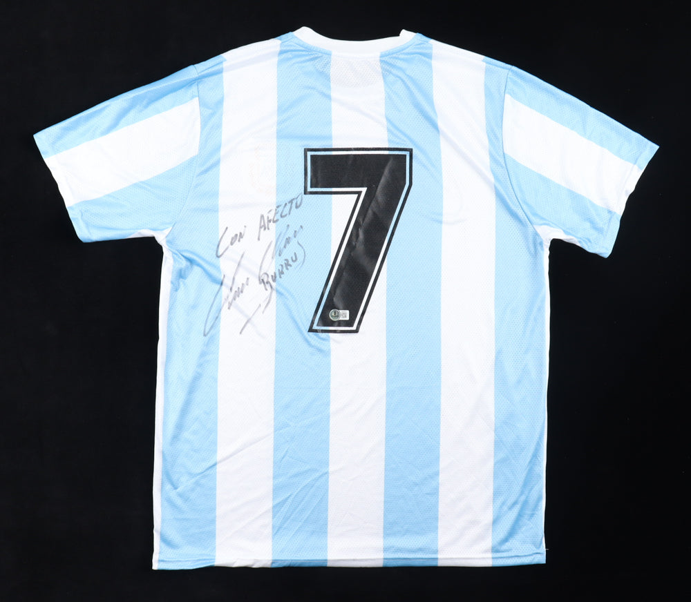 Jorge Burruchaga Signed Jersey Inscribed 