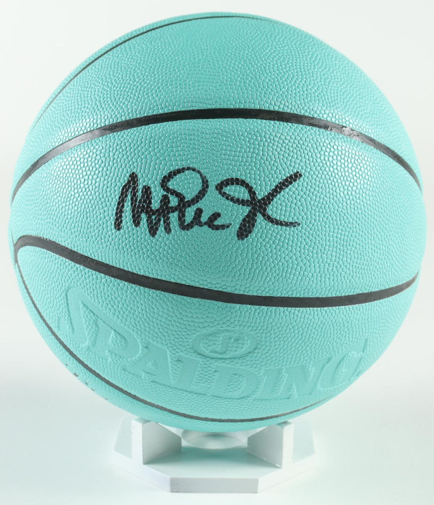 Magic Johnson Signed Tiffany & Co. x Spalding Basketball with All Wood Stand (Beckett)