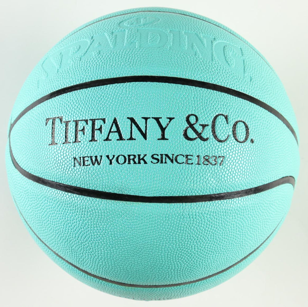 Magic Johnson Signed Tiffany & Co. x Spalding Basketball with All Wood Stand (Beckett)