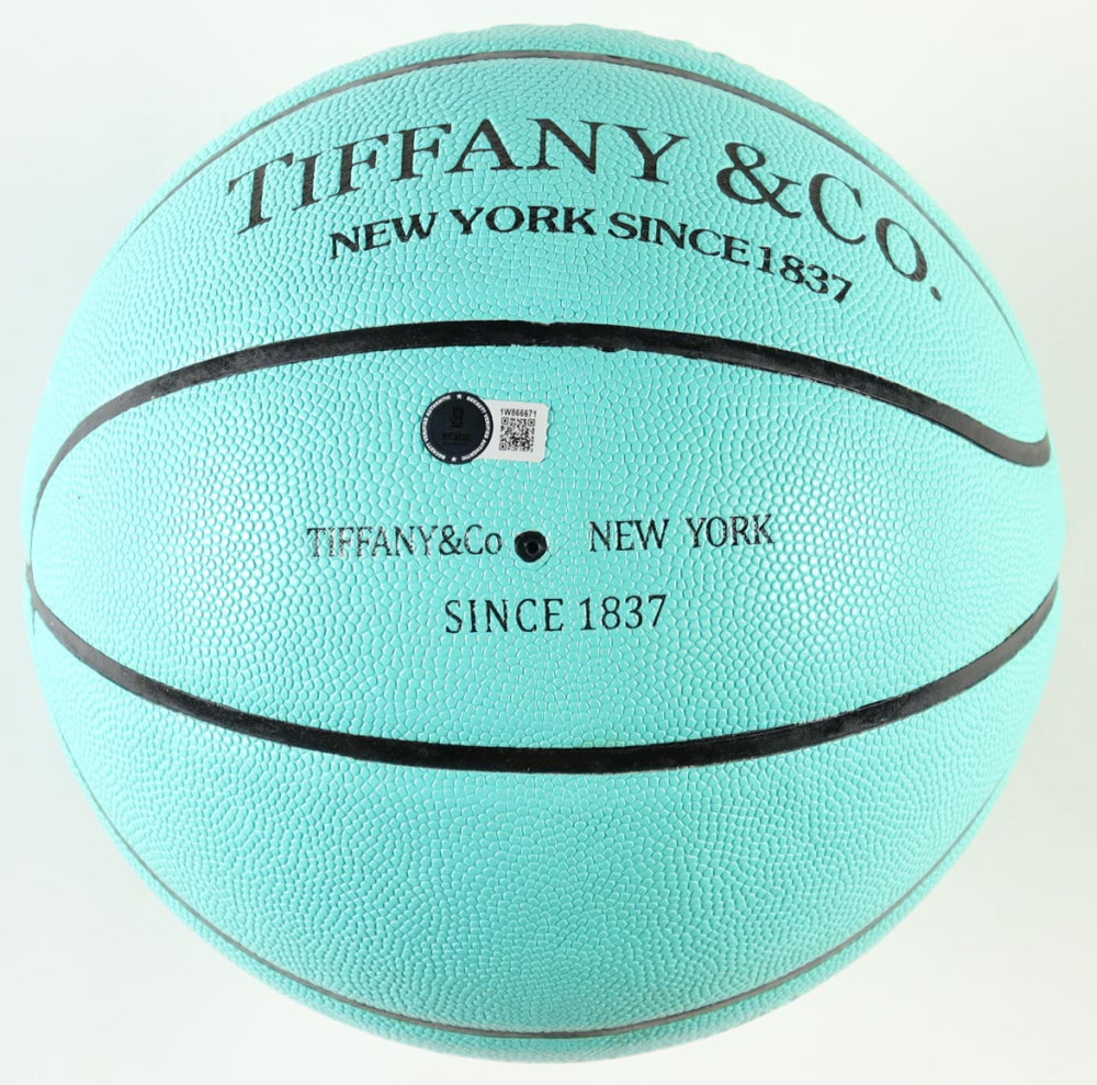 Magic Johnson Signed Tiffany & Co. x Spalding Basketball with All Wood Stand (Beckett)