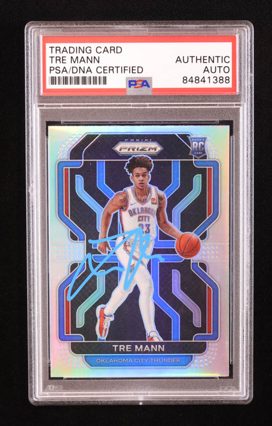 Tre Mann Signed 2021-22 Panini Prizm Prizms Silver #274 RC (PSA)