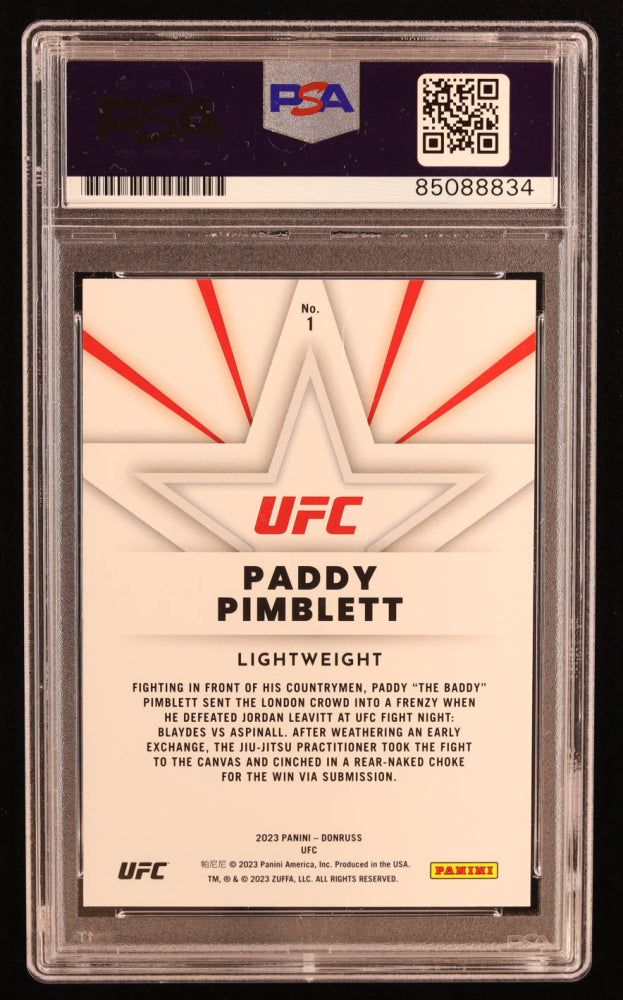 Paddy Pimblett Signed 2023 Donruss UFC The Untouchables Holo Orange Laser #1 (PSA)