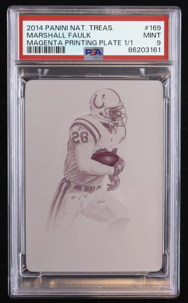 Marshall Faulk 2014 Panini National Treasures Printing Plates Magenta #169 #1/1 (PSA 9)