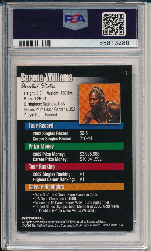 Serena Williams 2003 NetPro #1 RC (PSA 9)