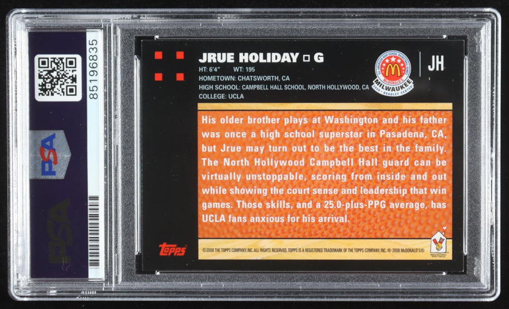 Jrue Holiday Signed 2008 Topps McDonald's All-American #JH (PSA | Autograph Graded 10)