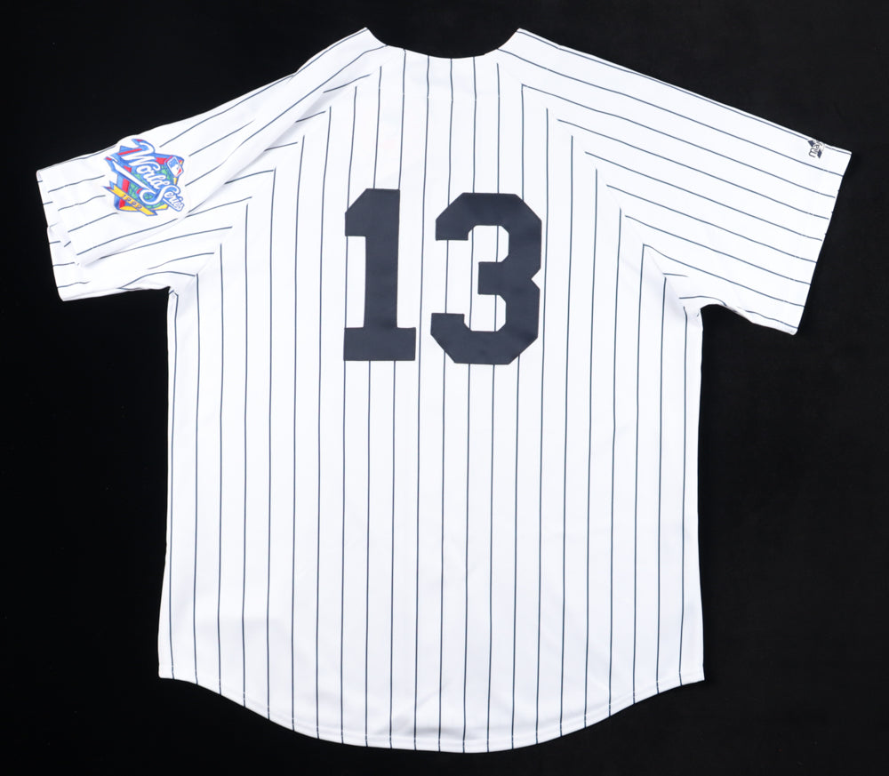 Jim Leyritz Signed Yankees Jersey With 1999 World Series Patch Inscribed 