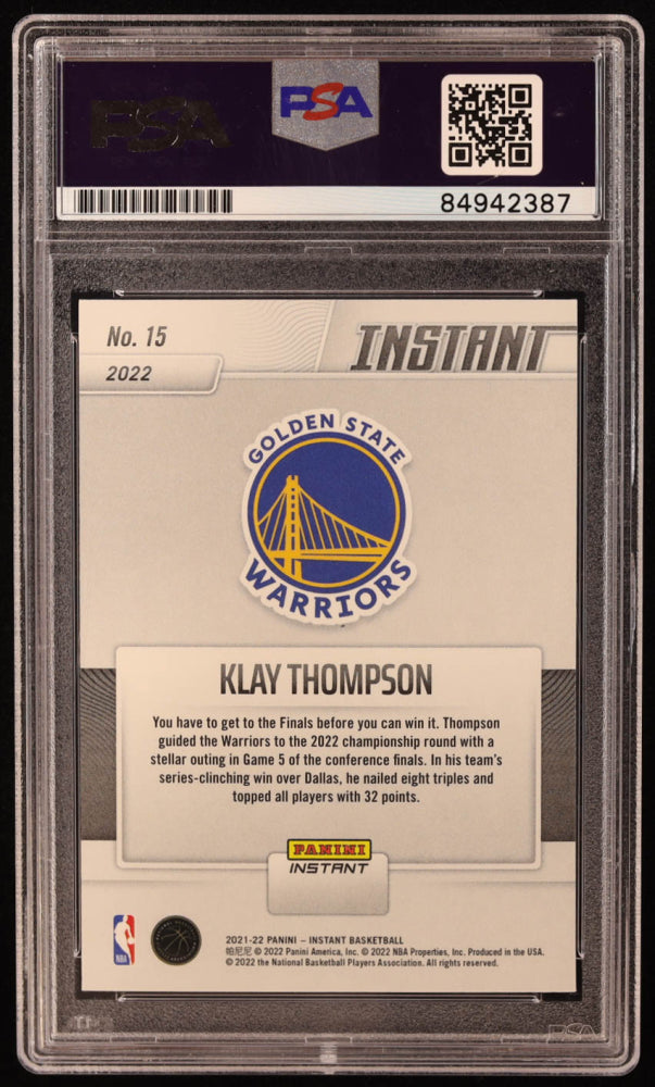 Klay Thompson Signed 2021-22 Panini Instant #15 (PSA)