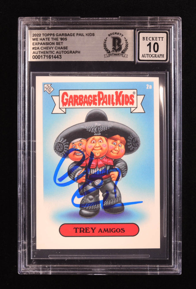 Chevy Chase Signed 2022 Topps Garbage Pail Kids We Hate the '80s Expansion Set #2A Trey Amigos (BGS | Autograph Grade 10)