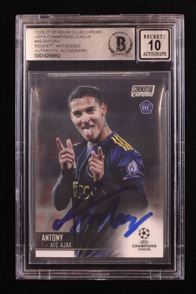 Antony Signed 2020-21 Stadium Club Chrome UEFA Champions League #49 RC (BGS | Autograph Grade 10)