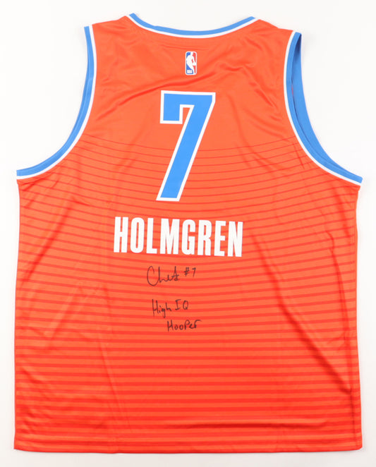 Chet Holmgren Signed Thunder Jersey NBA Inscribed "High IQ Hooper" (Beckett & Holmgren)