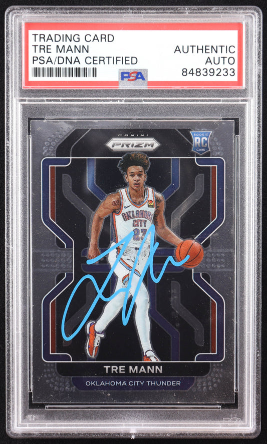 Tre Mann Signed 2021-22 Panini Prizm #274 RC (PSA) Rookie Card