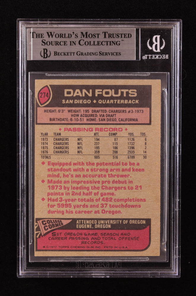 Dan Fouts Signed 1977 Topps #274 (BGS)