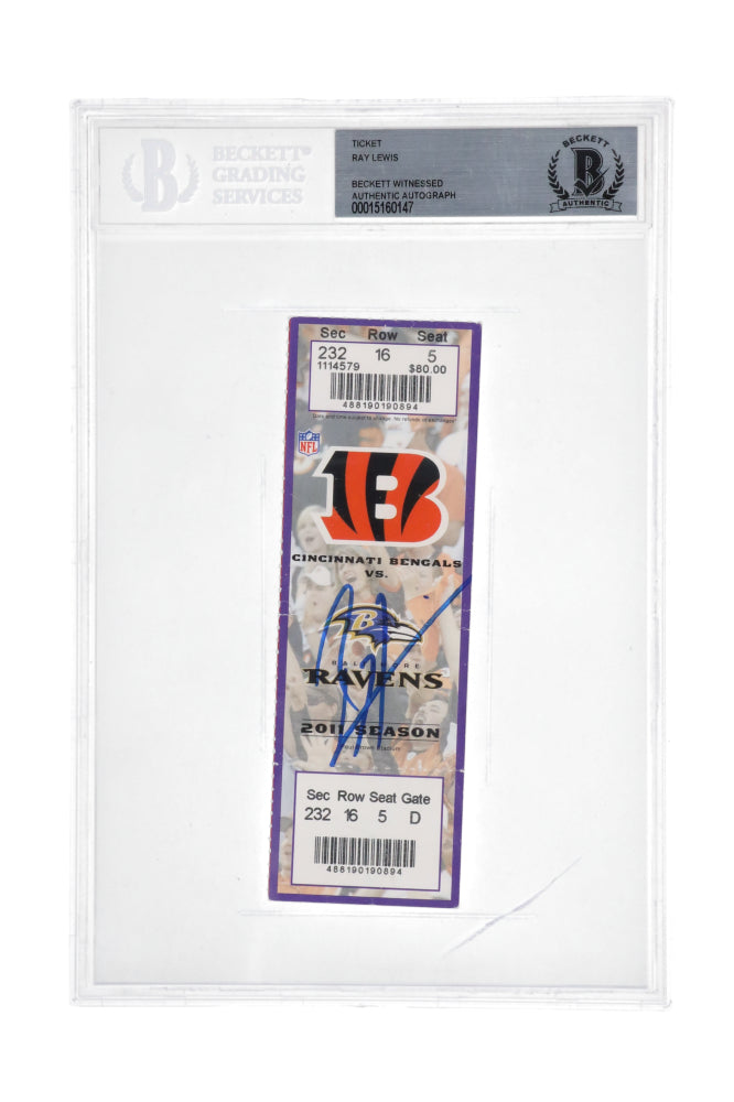 Ray Lewis Signed 2011 Ravens Season Ticket (Beckett)