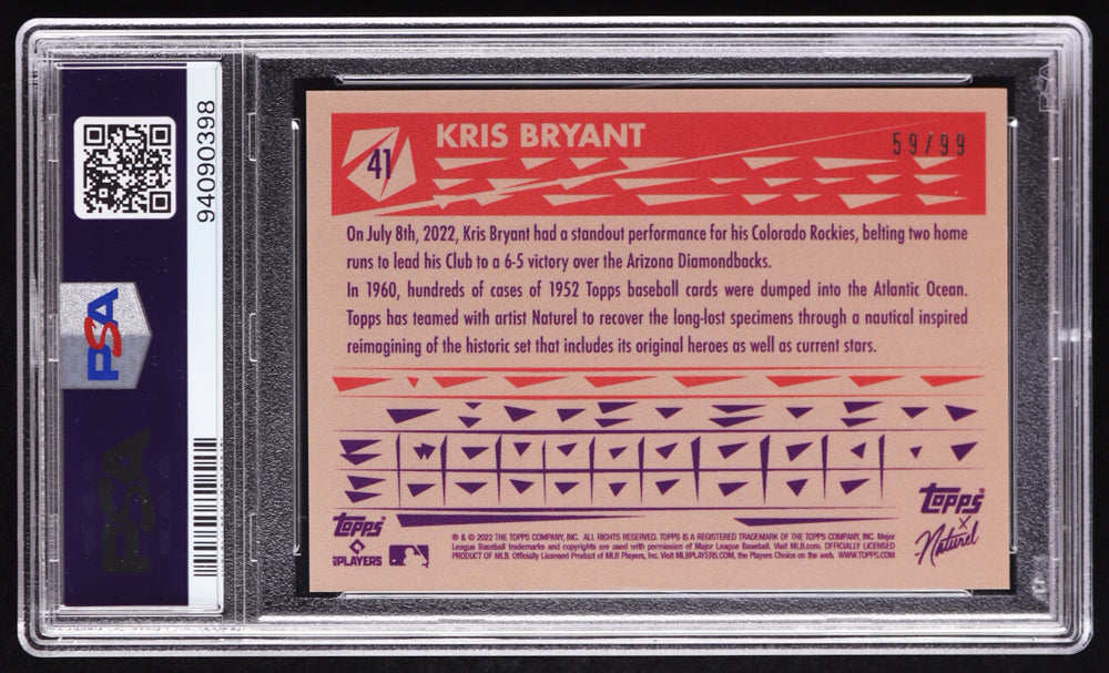 Signed Kris Bryant 1952 #59/99 (PSA 8 | Auto 10) Serially Numbered #59 / 99