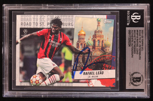 Rafael Leao Signed 2021-22 Topps UCL Road to St. Petersburg #RSP16 (BGS) Beckett Witnessed