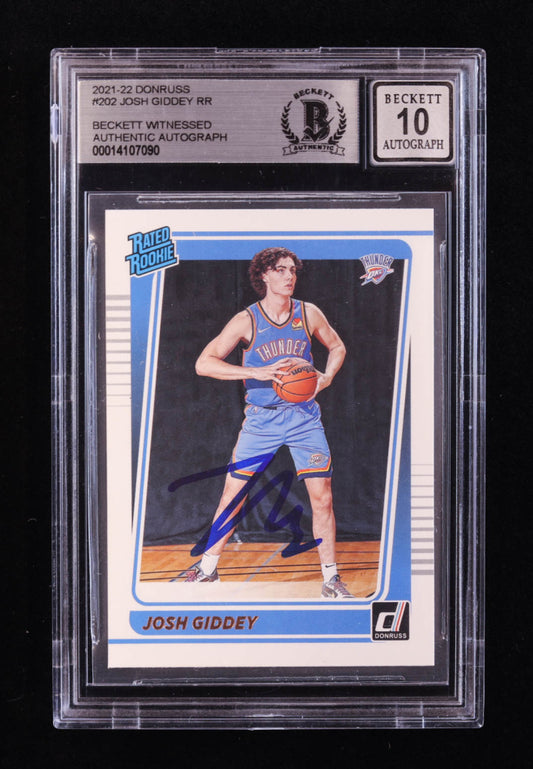 Josh Giddey Signed 2021-22 Donruss #202 RR RC (BGS | Auto 10) Rookie Card | Beckett Witnessed