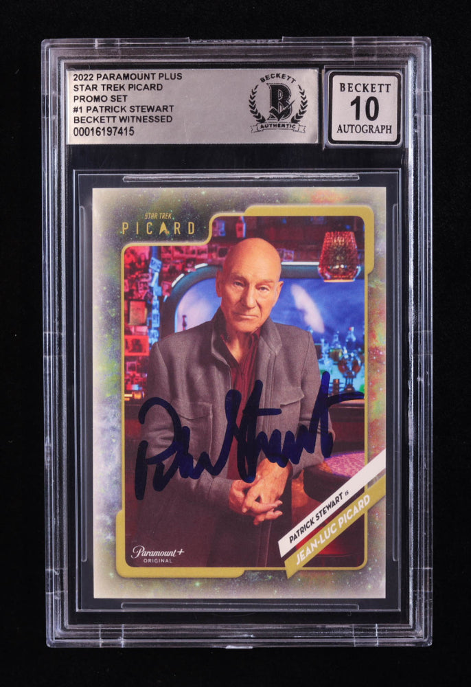 Patrick Stewart Signed 2022 Paramount Plus Star Trek Promo Set #1 Picard (BGS | Auto 10)