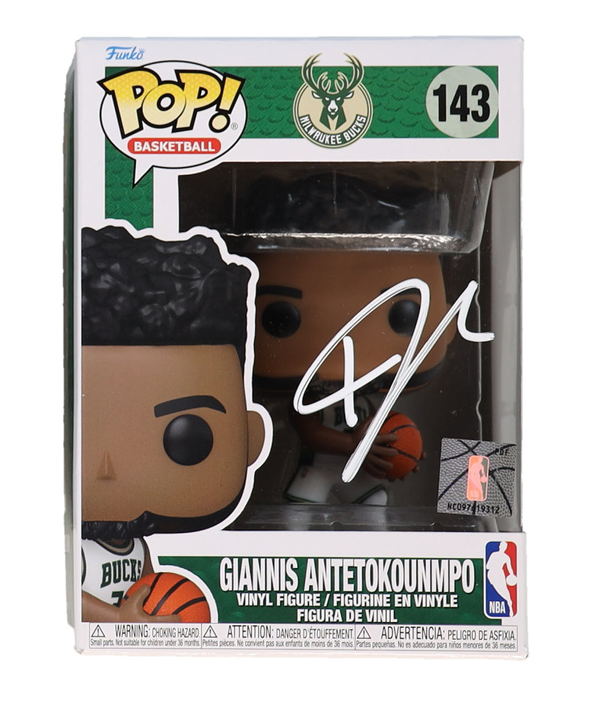 Giannis Antetokounmpo Signed Bucks #143 Funko Pop! Vinyl Figure (JSA) JSA Witnessed