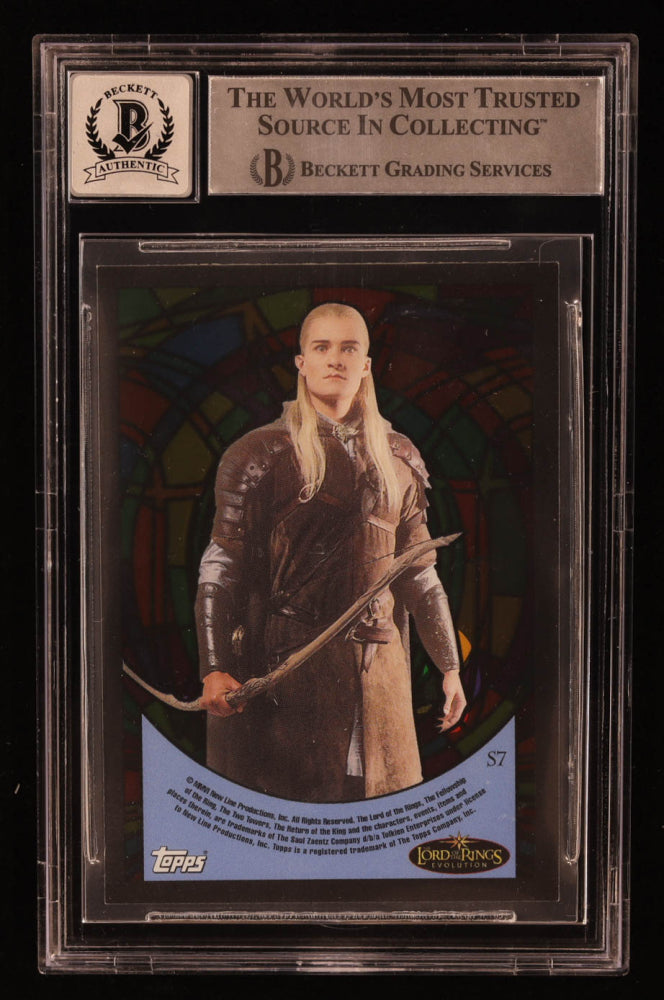 Orlando Bloom Signed 2006 Topps Lord of the Rings Evolution Stained Glass #S7 Legolas (BGS | Auto 10) Beckett Witnessed