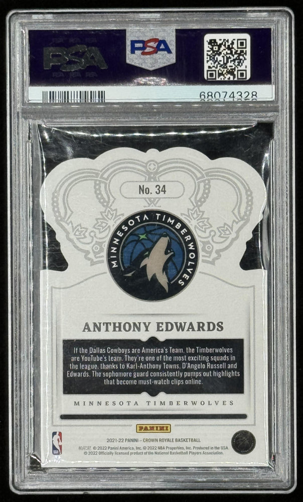 Anthony Edwards 2021-22 Crown Royale Crystal Blue #34 #54/99 (PSA 9)