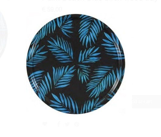 Mariska Meijers Palm Beach Blue Birch Wood Tray, Home Decor