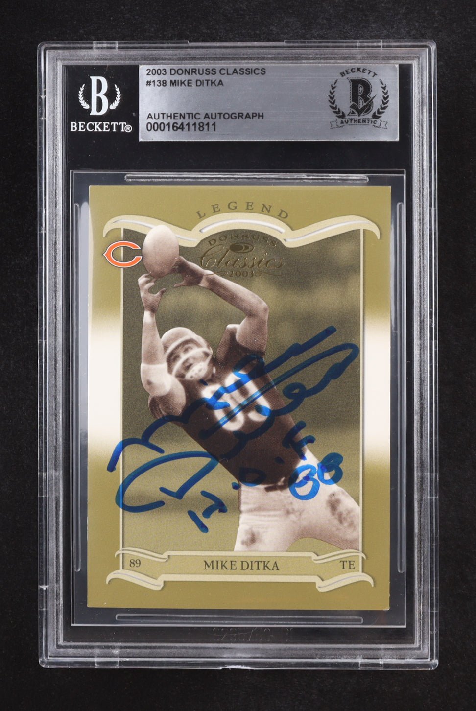 Mike Ditka Signed 2003 Donruss Classics Card HOF 88 Inscription Beckett Auth - Price Is Right Miami