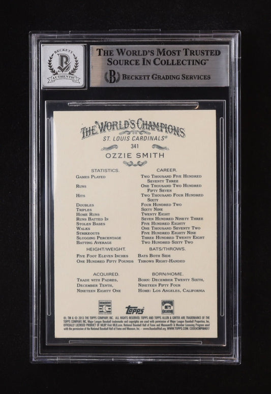 Ozzie Smith 2013 Topps Allen And Ginter Auto Beckett 10 - Price Is Right Miami