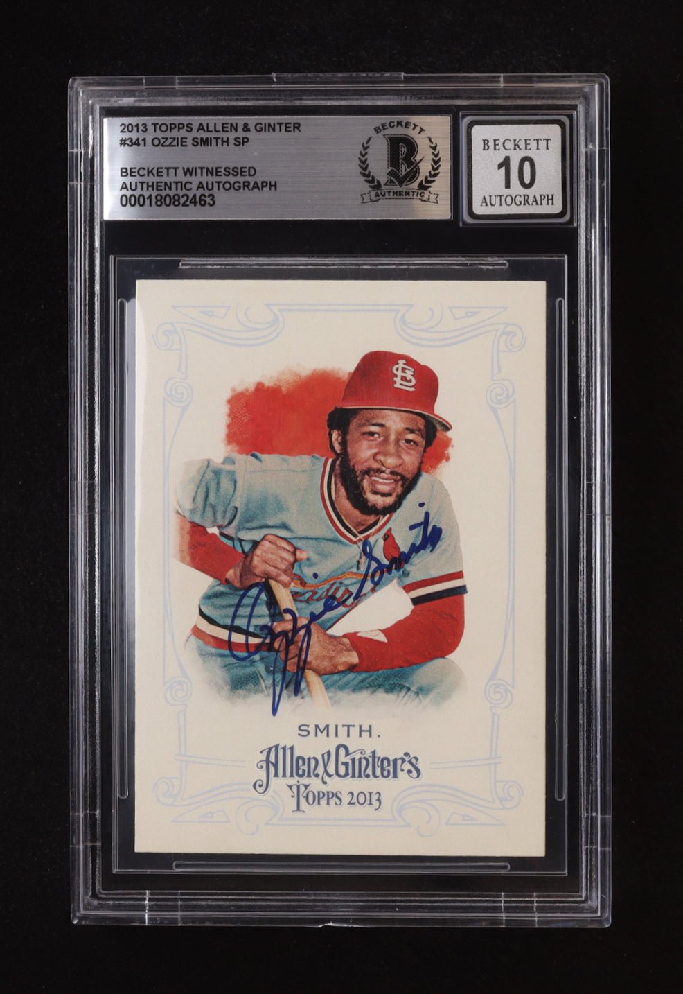 Ozzie Smith 2013 Topps Allen And Ginter Auto Beckett 10, Sports Card (view 2)