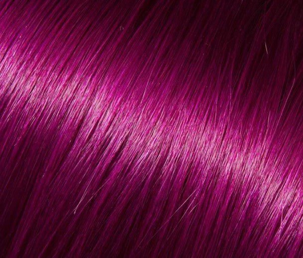 Babe 18" 100% human hair straight extension swatch in deep magenta fuchsia