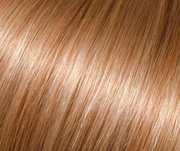 Babe 18" 100% human hair straight extension swatch in golden blonde