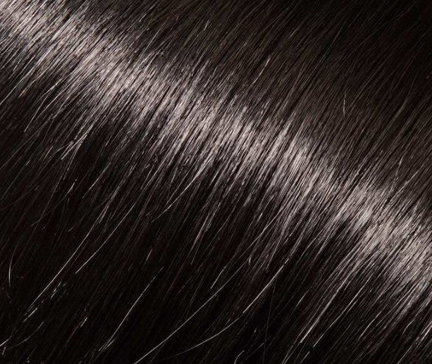 Babe 18" 100% human hair straight extension swatch in jet black