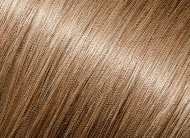 Babe 18" 100% human hair straight extension swatch in light ash beige blonde