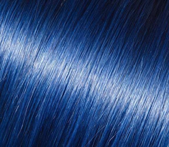 Babe 18" 100% human hair straight extension swatch in vivid blue