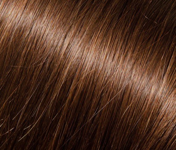 Babe 18" 100% human hair straight extension swatch in dark warm brown