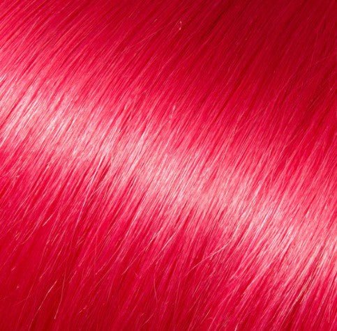 Babe 18" 100% human hair straight extension swatch in bright rose pink