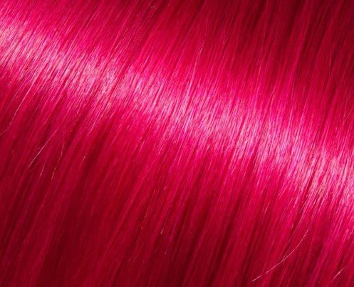 Babe 18" 100% human hair straight extension swatch in vivid magenta pink
