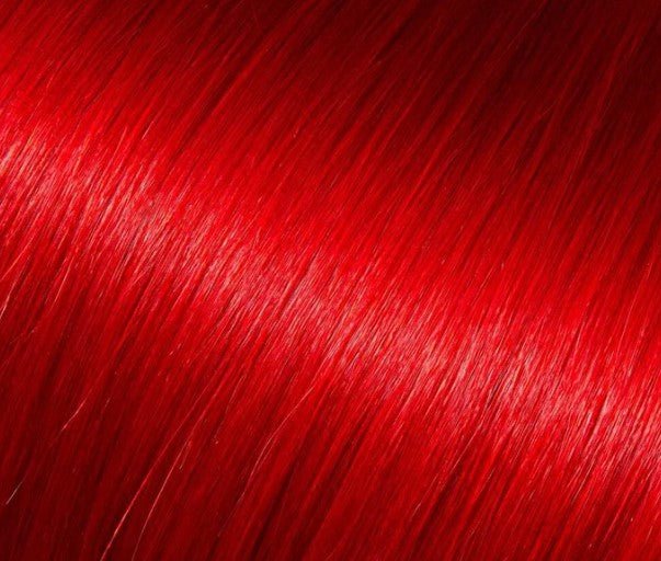 Babe 18" 100% human hair straight extension swatch in vivid red