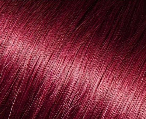 Babe 18" 100% human hair straight extension swatch in deep wine red